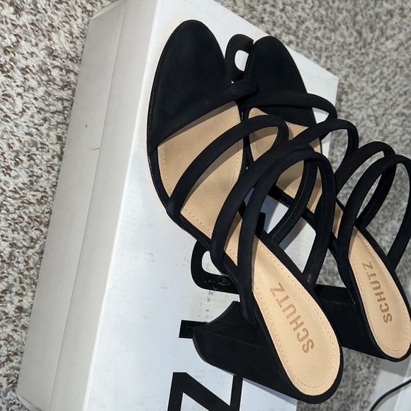 🆕SCHUTZ FELISA SANDAL HEEL BLACK SIZE 9 - Picture 3 of 5